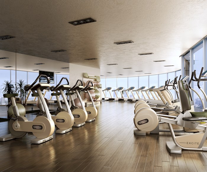 Fitness room of the Aria on the Bay
