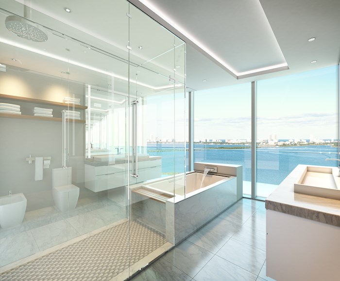 Calming beauty of the Aria on the Bay rooms
