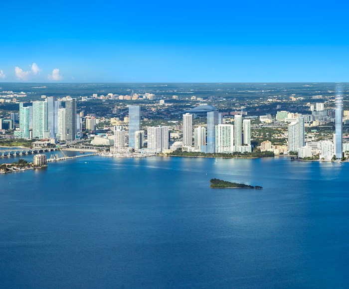 View of Elysee Miami from the bay