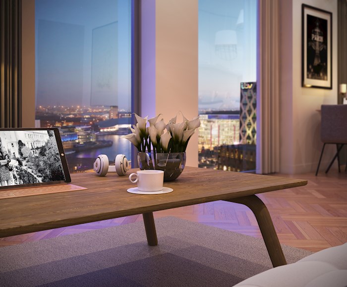 View by night from the X1 Media City Tower 3