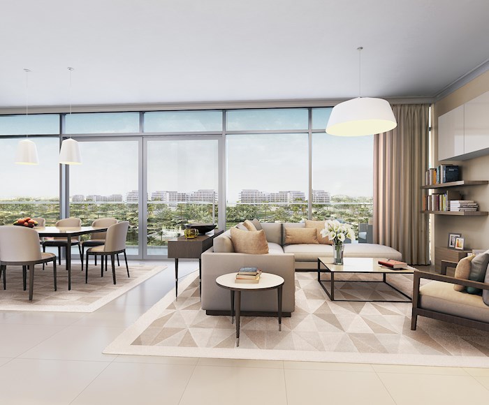 A cozy living room in an Acacia Apartment in Dubai