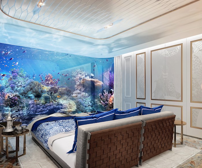 Bedroom in the Floating Seahorse retreat home in Dubai
